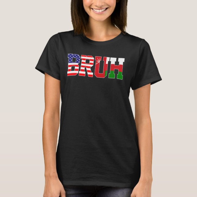 Bruh USA Oman Country Flag American Omani Girls T-Shirt (Vorderseite)