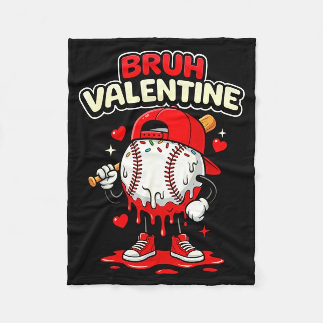 Bruh Valentinstag Baseball Drip Eiscreme Bekleidun Fleecedecke (Vorderseite)