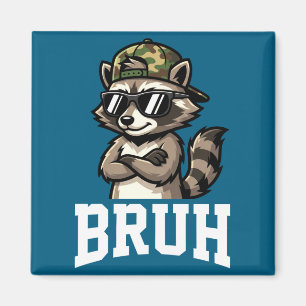 Bruh Waschbär Tarnmütze Lustig Jugend Teenager Kin Magnet