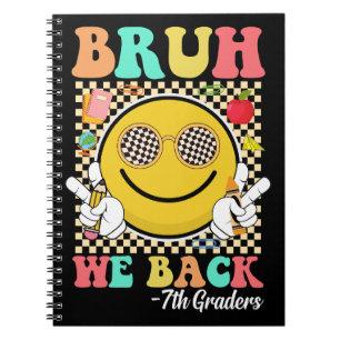 Bruh We Back 7th Graders Niedlich Groovy Smile Fac Notizblock
