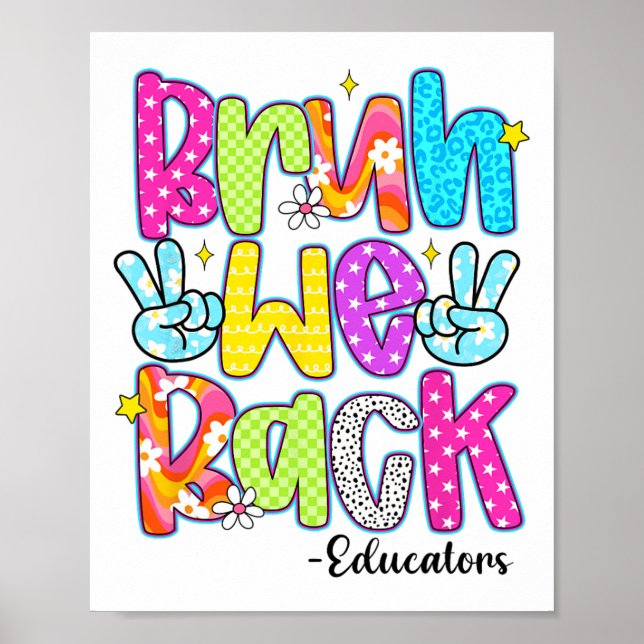 Bruh We Back Educators Leopard Back To School  Poster (Vorne)