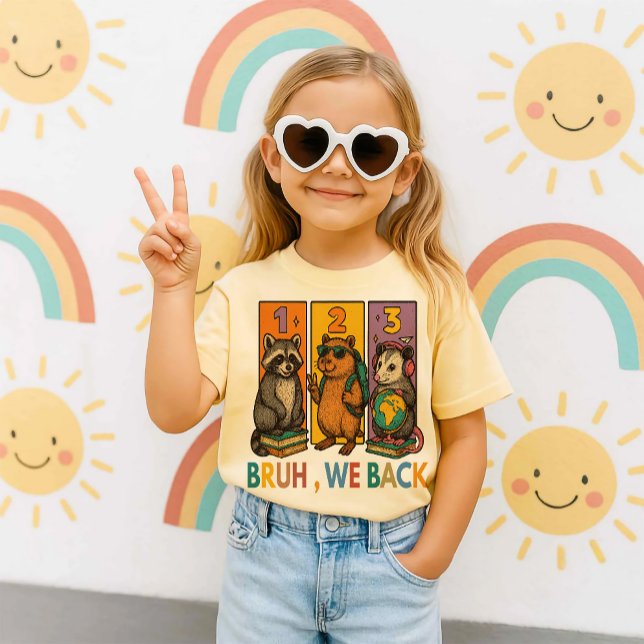 Bruh We Back Raccoon Capybara Opossum School Bac T-Shirt (kindergarten rocks

1st grade crew

2nd grade squad

third grade ready

fourth grade rules

)