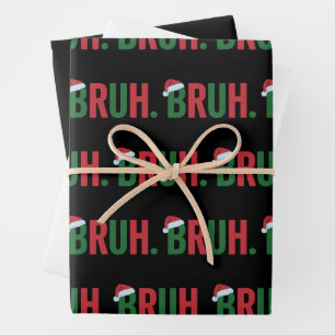 Bruh Weihnachten Cool Meme Trendiger Sarkastischer Geschenkpapier Set