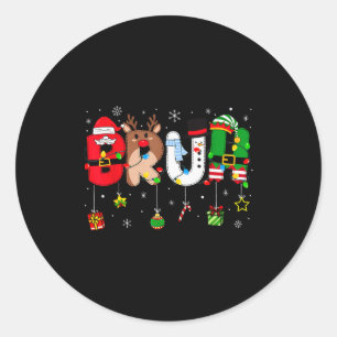 Bruh Weihnachten Kinder Jugendliche Jungen Lustige Runder Aufkleber