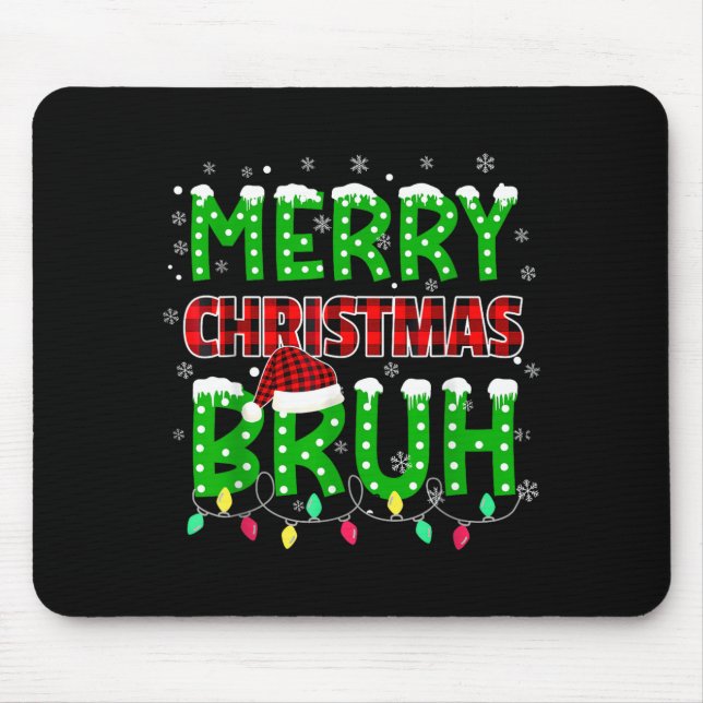 Bruh Weihnachten Rot Kariert  Mousepad (Vorne)