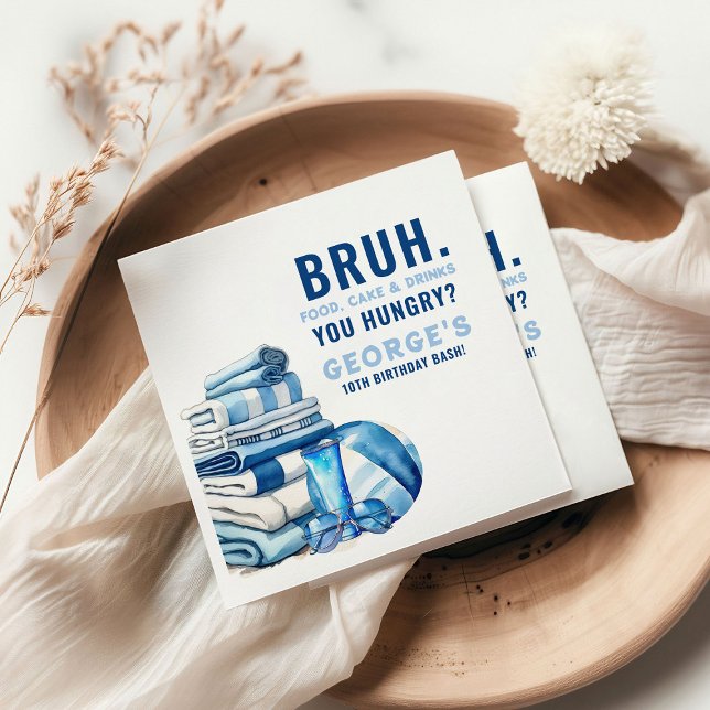 BRUH. You HungBlue Pool Party Boy Birthday Serviette (Von Creator hochgeladen)