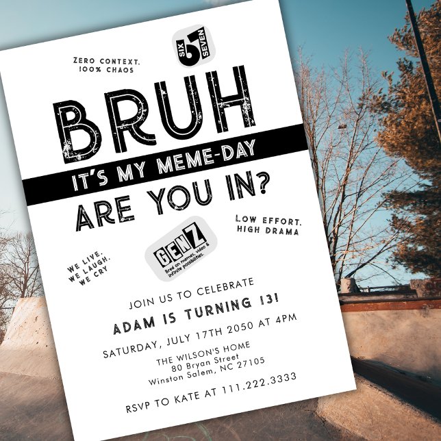 Bruh, You In?  Meme Teen Boy Trendy Cool Birthday  Einladung (Von Creator hochgeladen)
