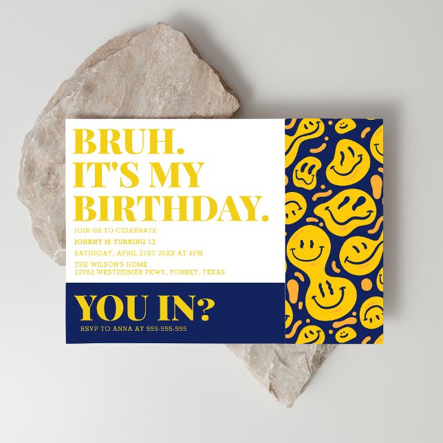 Bruh You in trendy Boy Birthday Einladung (Von Creator hochgeladen)