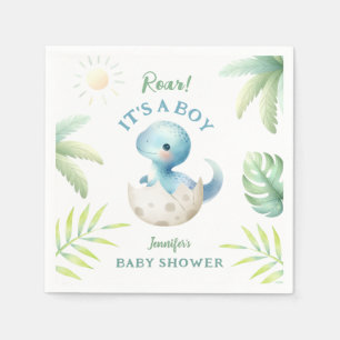Brüll! Ein Junge! Süße Dino-Dinosaurier-Baby-Party Serviette