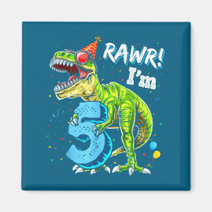 Brüll Ich bin 5 5. Geburtstag T-Rex Dinosaurier Lu Magnet