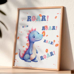 Brüll! Süße Wasserfarbe-Dinosaurier-Kinderzimmer-W Poster