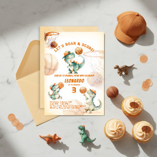 Brülle & Punkte Basketball Dino-Junge Geburtstag Einladung