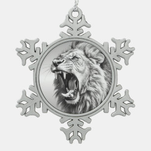 Brüllen des Löwen Schneeflocken Zinn-Ornament