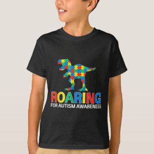 Brüllend für Autismus-Bewusstsein T-Rex Dinosaurie T-Shirt