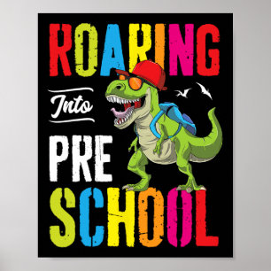 Brüllend in den Kindergarten Dinosaurier-Lehrer Pr Poster
