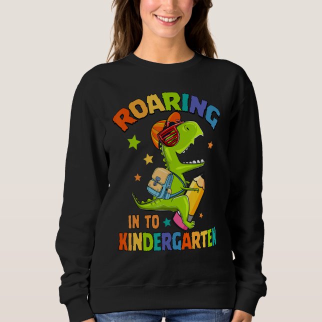 Brüllend in den Kindergarten  Dinosaurier Zurück z Sweatshirt (Vorderseite)