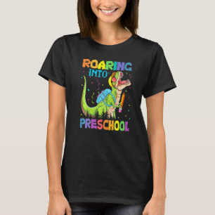 Brüllend in die Vorschule Dinosaurier-Lehrer Pre K T-Shirt