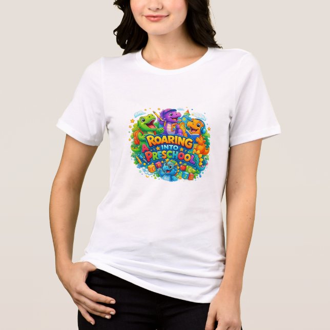 Brüllend in die Vorschule Tri-Blend Shirt (Vorderseite)