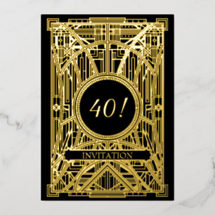 Brüllende 20er Art Deco Great Gatsby Folieneinladung