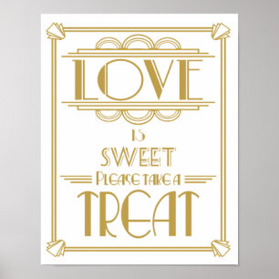 Brüllende 20er Art Deco Liebe ist süß Druck Poster