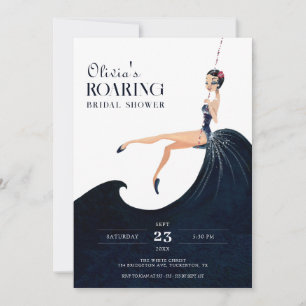 Brüllende 20er Glas Chic Flapper Brautparty Einladung