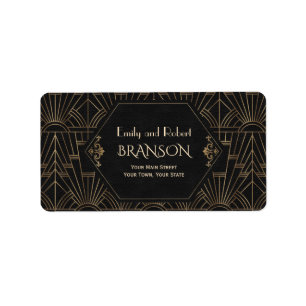 Brüllende 20er Jahre Great Gatsby Art Deco Hochzei Adressaufkleber