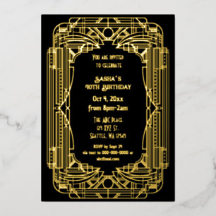 Brüllende 20er Jahre Kunst Große Gatsby Art Deco G Folieneinladung