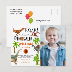 Brüllende Dinosaurier Dschungel Geburtstags-Foto-E Postkarte