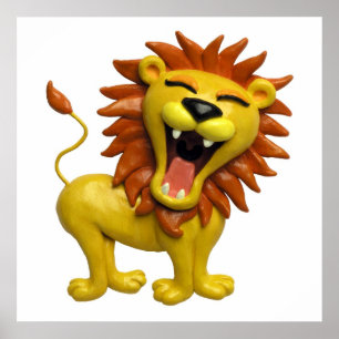 Brüllende Safari-Baby-Shower-Kinderzimmer-Löwe Poster