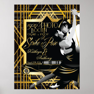 Brüllende Zwanziger Gatsby Stil Foto Booth Poster