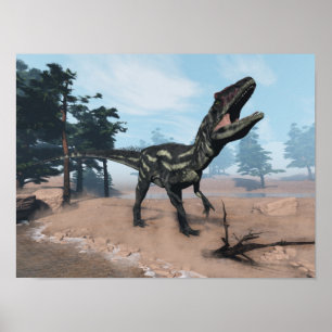 Brüllender Allosaurusdinosaurier - 3D übertragen Poster