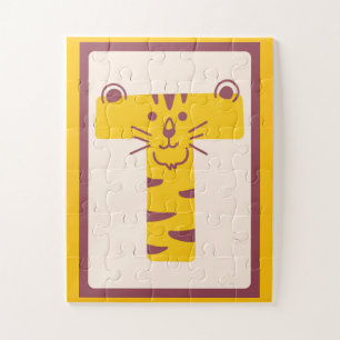 🐅Brüllender Buchstabe "T" Tiger-Alphabet-Kunstpos Puzzle