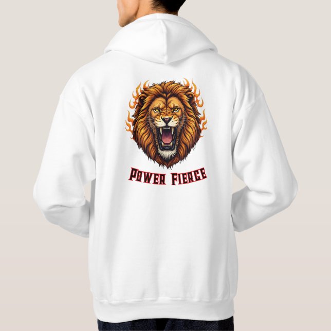 Brüllender Feuerlöwenkopf-Maskottchen Hoodie (Rückseite)