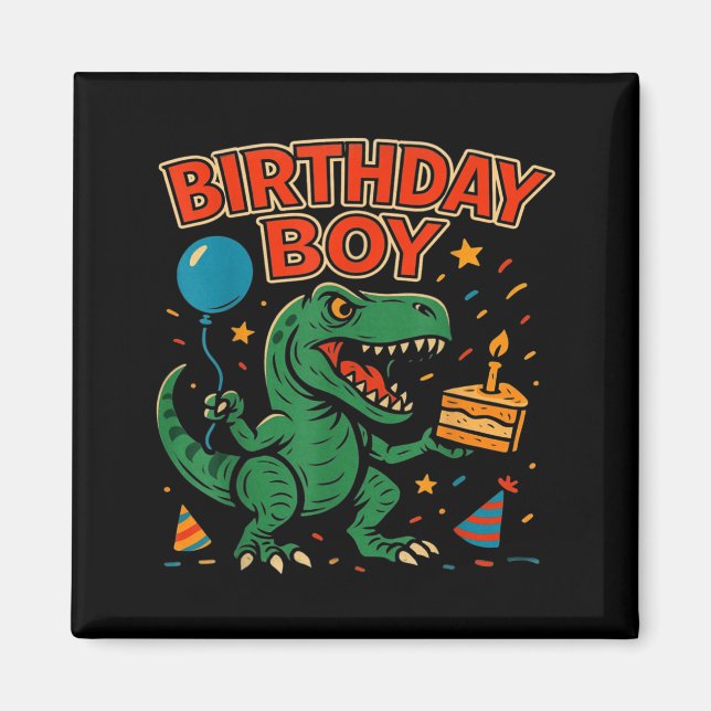 Brüllender Geburtstags-Dinosaurier-Jungen-Feierdes Magnet (Vorne)