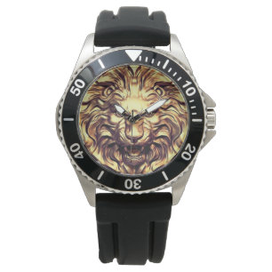 Brüllender goldener Löwenkopf eWatch Uhr