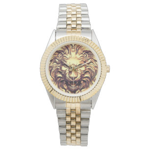 Brüllender goldener Löwenkopf eWatch-Uhr Armbanduhr