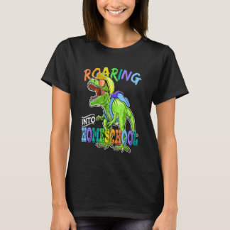 Brüllender Homeschool-Dinosaurier T Rex Zurück zur T-Shirt