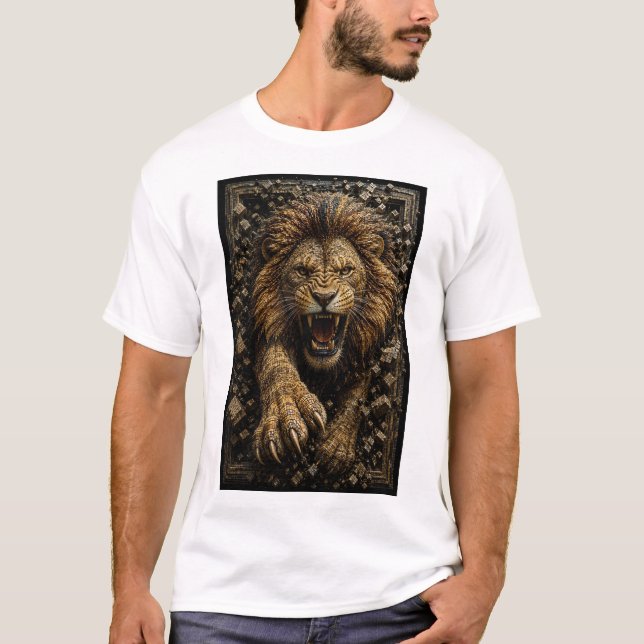 Brüllender Löwe – 3D-Mikromosaik  T-Shirt (Vorderseite)