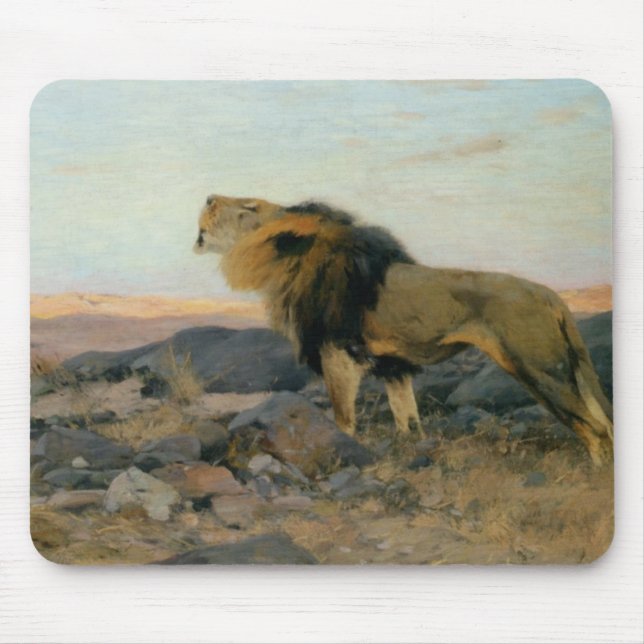 Brullender Lowe in Steiniger Stepp Mousepad (Vorne)