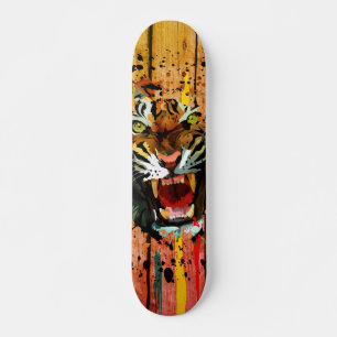 Brüllender Tiger Paint Drip Urban Holz Street Art Skateboard