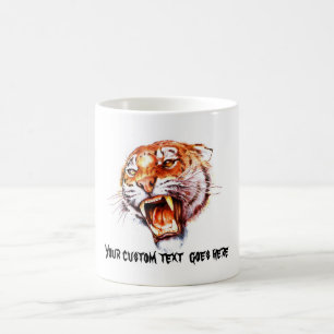 Brüllender Tigerkopf des coolen Kaffeetasse
