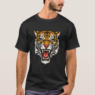 Brüllender Tigerkopf – Kühnes Wildtier-Grafikdesig T-Shirt