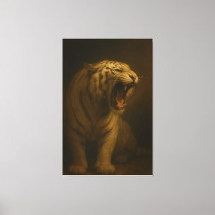 Brüllender Weißer Tiger – Fine Art Premium Leinwan Leinwanddruck
