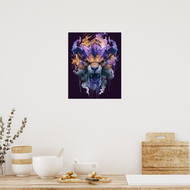 Brüllendes Dämonen-Löwe Poster (Küche)