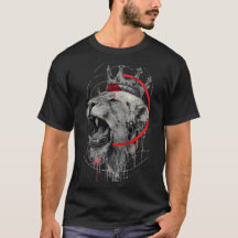 Brüllendes gekröntes Löwe Trash Polka T-Shirt