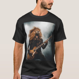 Brüllendes Löwe-Gitarrist-Shredding-Solo-T-Shirt T-Shirt