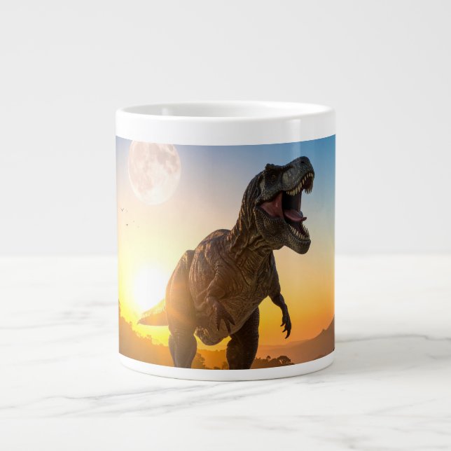 Brüllendes T-Rex-Dinosaurier-Abenteuer-Design Jumbo-Tasse (Vorderseite)