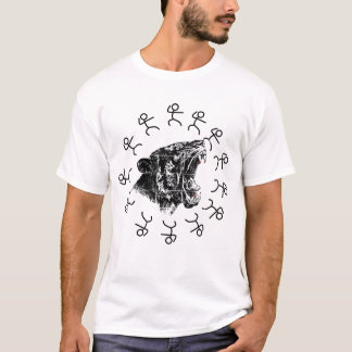 brüllendes Tiger-Strichmännchen-Grafik T-Shirt