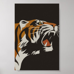Brüllendes Tiger Vintage-Tierposter Poster