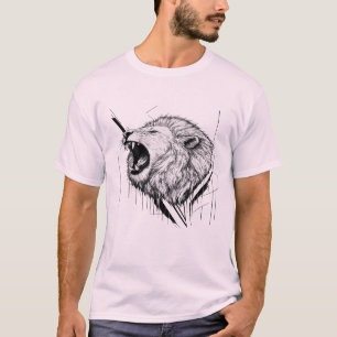 Brüllendes weißes Löwenkopf-Grafik-T-Shirt T-Shirt